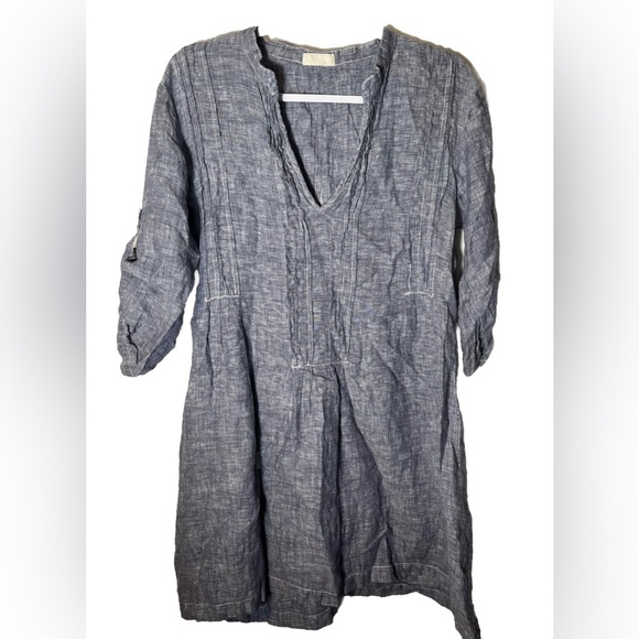 CP Shades Chambray Linen Tunic in Blue/Grey Size S - Picture 2 of 5
